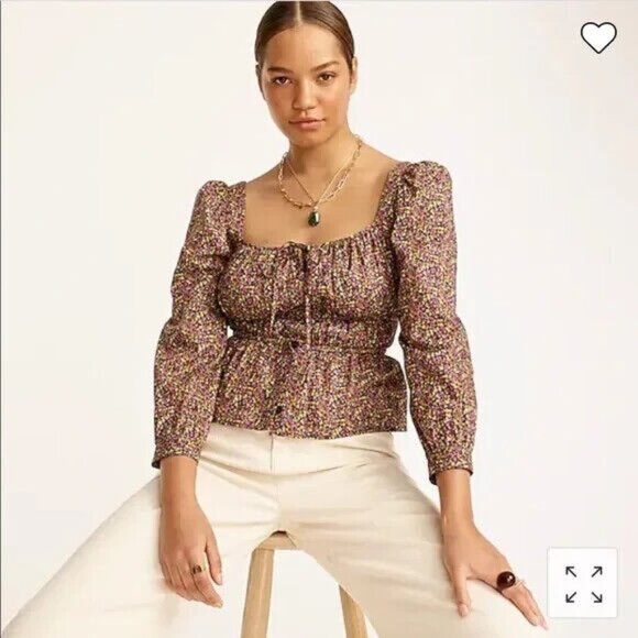 J. Crew Cinched-waist organic cotton top in Liberty Busy Izzy Fabric, 6 - Picture 1 of 15